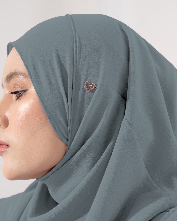 Tudung Sarung Instant Chiffon Lustia (L) - Oxford Grey - Image 4