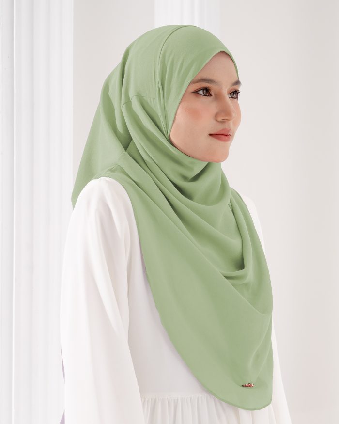Tudung Sarung Instant Chiffon Lustia (L) - Pistachio Green - Image 3