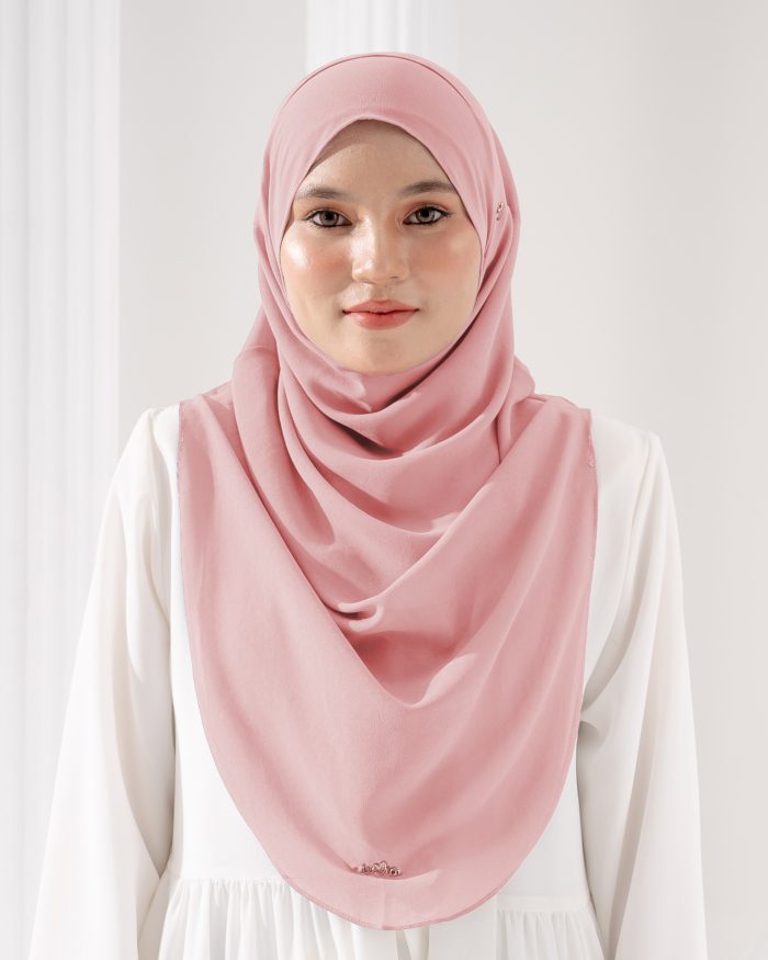 Tudung Sarung Instant Chiffon Lustia (L) - Punch Pink - Image 2