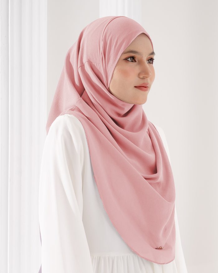 Tudung Sarung Instant Chiffon Lustia (L) - Punch Pink - Image 3