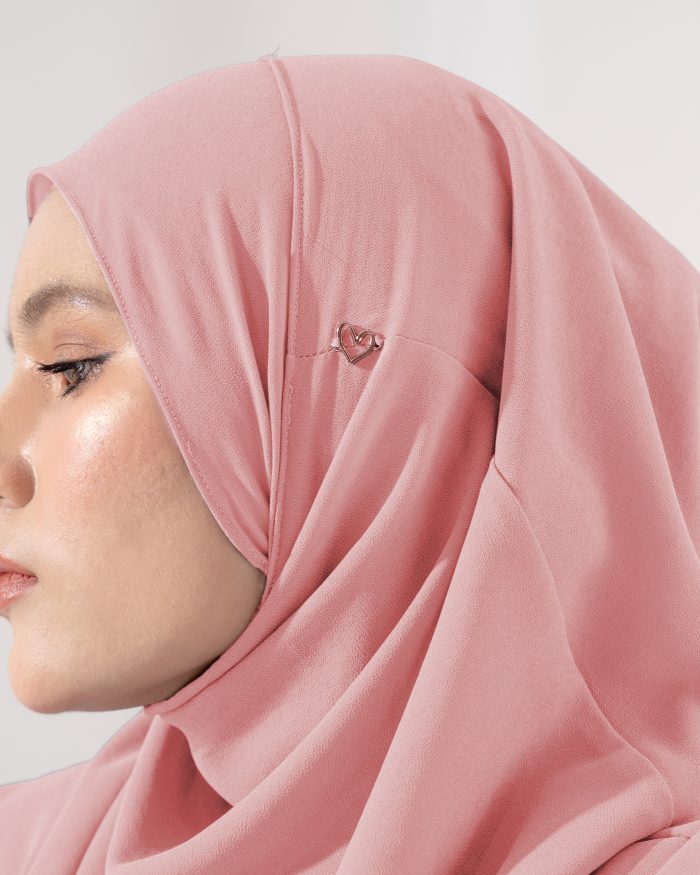 Tudung Sarung Instant Chiffon Lustia (L) - Punch Pink - Image 4