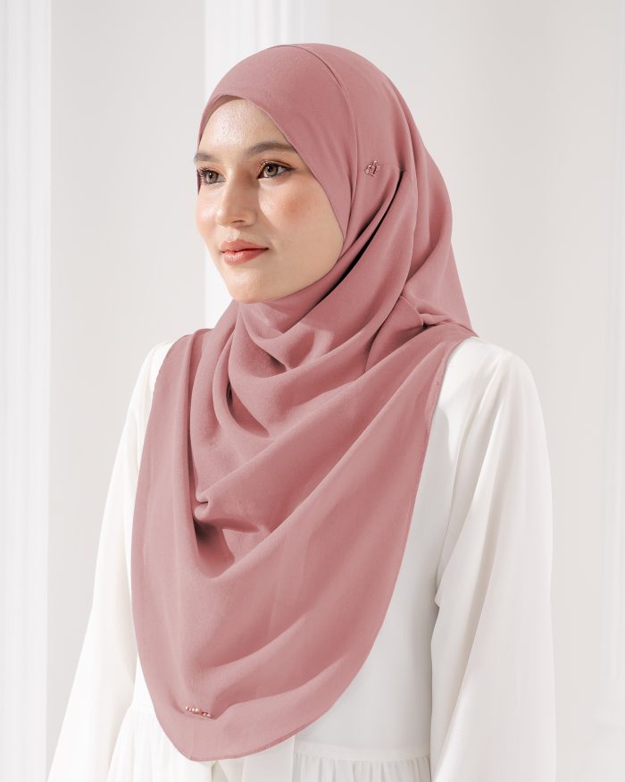 Tudung Sarung Instant Chiffon Lustia (L) - Rose Quartz