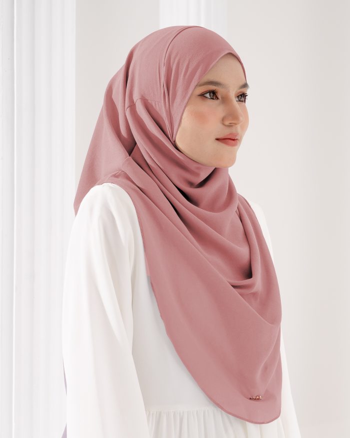 Tudung Sarung Instant Chiffon Lustia (L) - Rose Quartz - Image 3