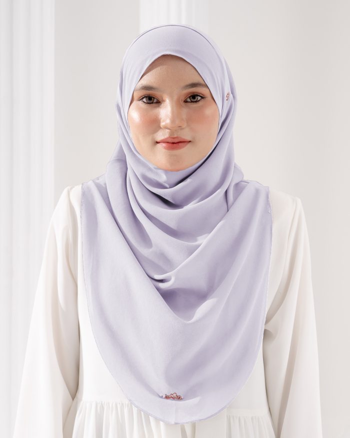 Tudung Sarung Instant Chiffon Lustia (L) - Soft Lavender - Image 2