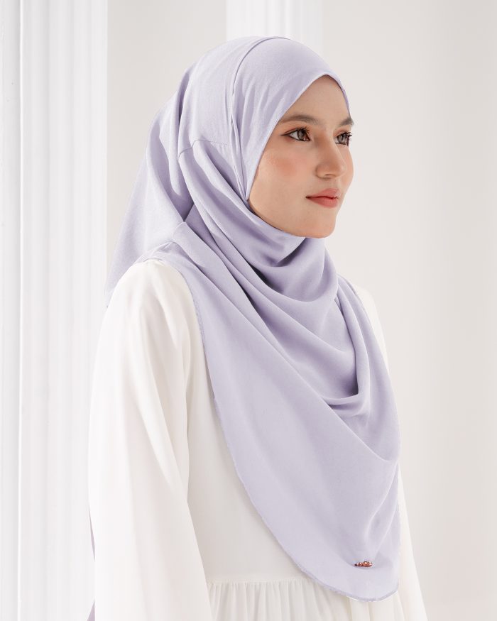 Tudung Sarung Instant Chiffon Lustia (L) - Soft Lavender - Image 3