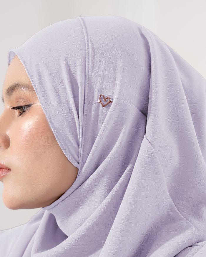 Tudung Sarung Instant Chiffon Lustia (L) - Soft Lavender - Image 4