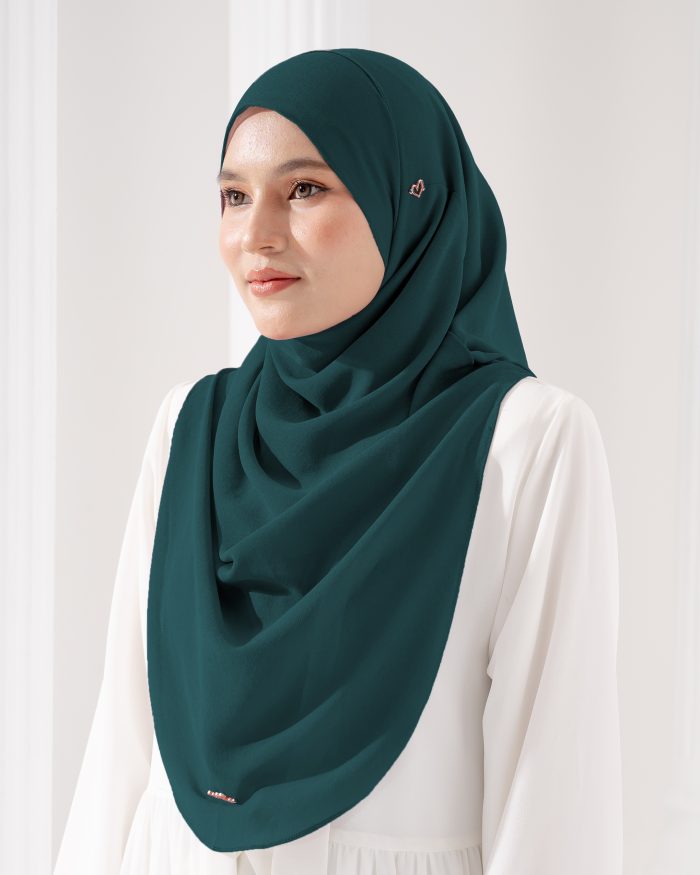 Tudung Sarung Instant Chiffon Lustia (L) - Teal Green