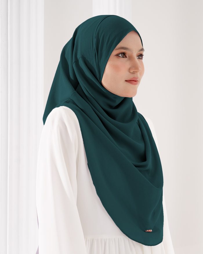 Tudung Sarung Instant Chiffon Lustia (L) - Teal Green - Image 3