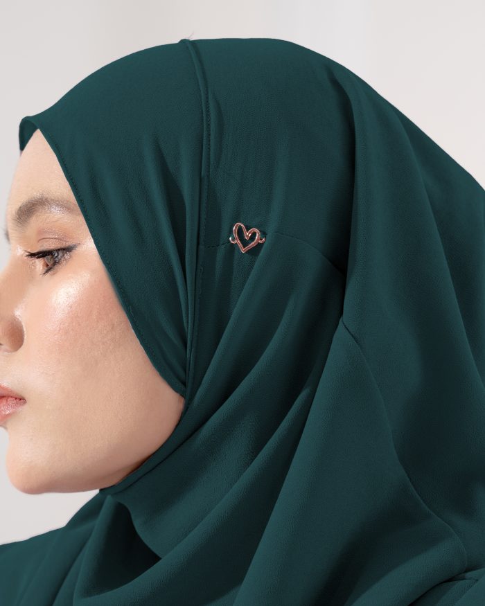 Tudung Sarung Instant Chiffon Lustia (L) - Teal Green - Image 4