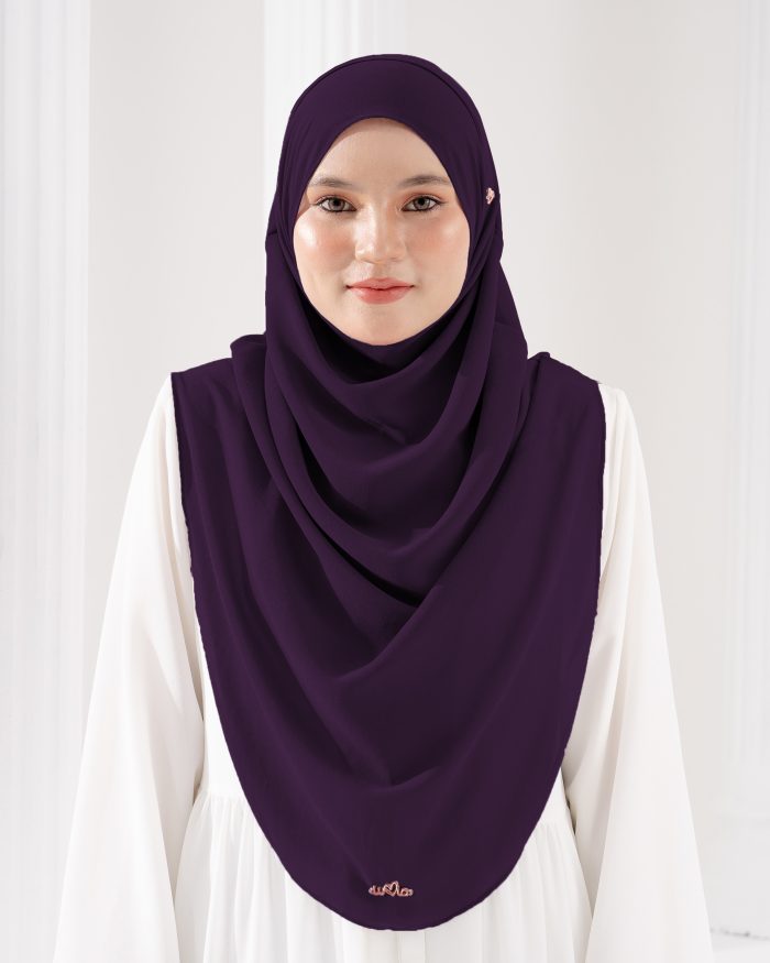 Tudung Sarung Instant Chiffon Lustia (XL) - Deep Purple - Image 2