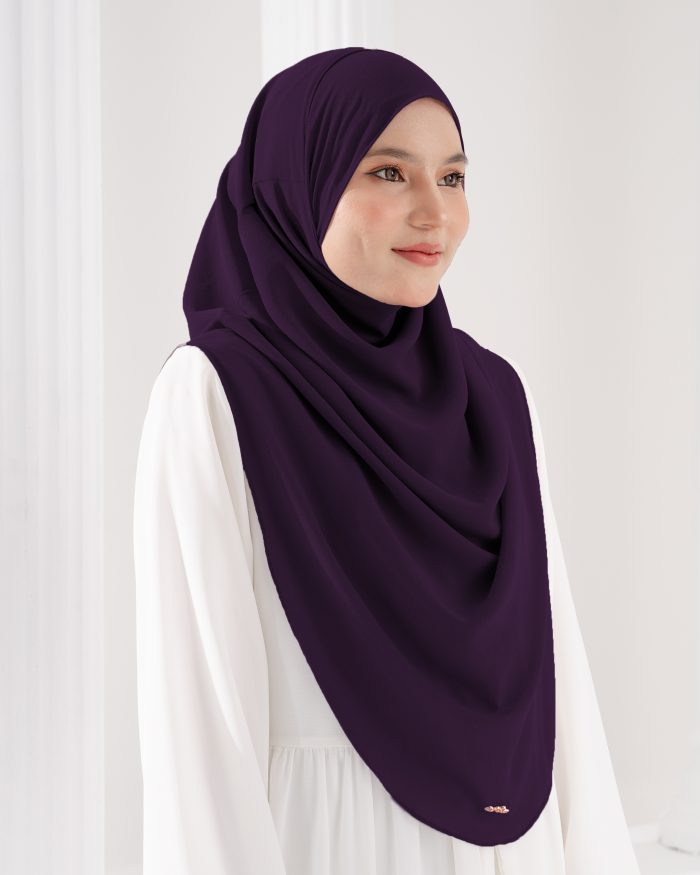 Tudung Sarung Instant Chiffon Lustia (XL) - Deep Purple - Image 3