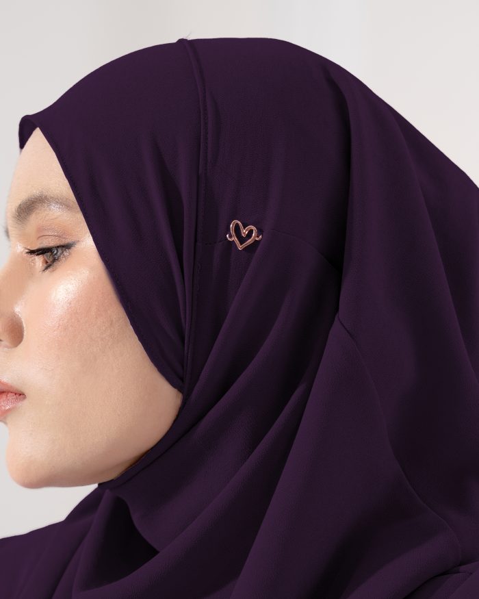 Tudung Sarung Instant Chiffon Lustia (XL) - Deep Purple - Image 4