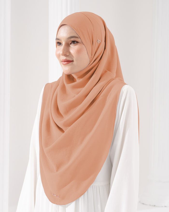 Tudung Sarung Instant Chiffon Lustia (XL) - Dull Pumpkin