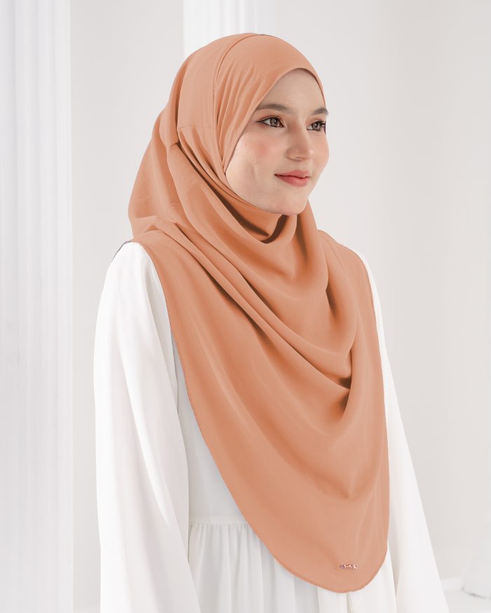 Tudung Sarung Instant Chiffon Lustia (XL) - Dull Pumpkin - Image 3