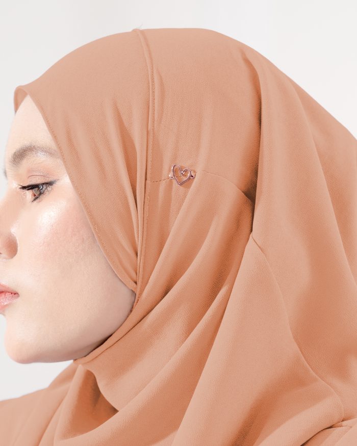 Tudung Sarung Instant Chiffon Lustia (XL) - Dull Pumpkin - Image 4