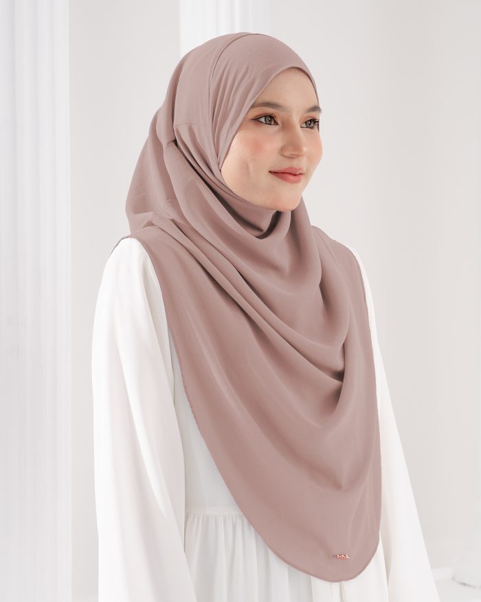 Tudung Sarung Instant Chiffon Lustia (XL) - Faded Rose - Image 3