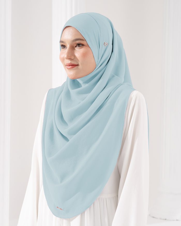 Tudung Sarung Instant Chiffon Lustia (XL) - Glacier Blue