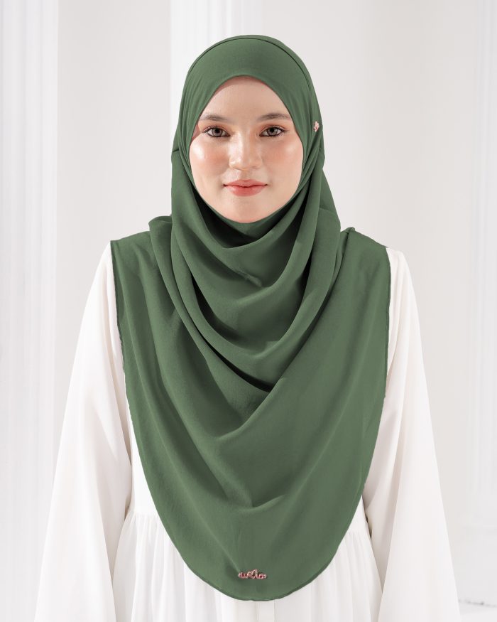 Tudung Sarung Instant Chiffon Lustia (XL) - Hunter Green - Image 2