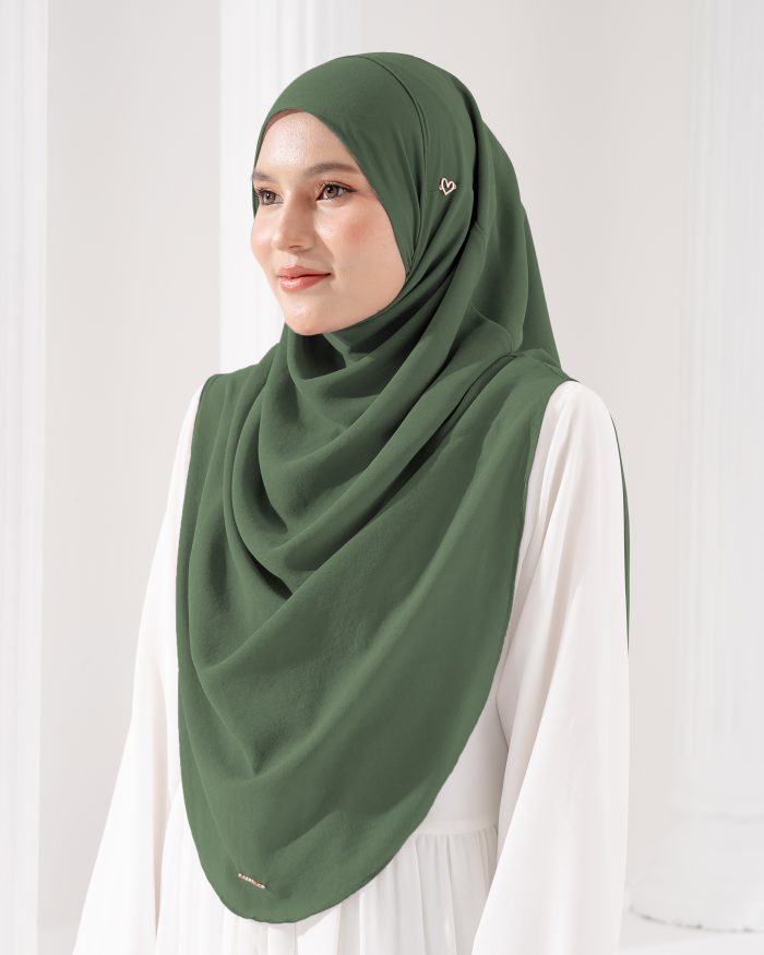 Tudung Sarung Instant Chiffon Lustia (XL) - Hunter Green