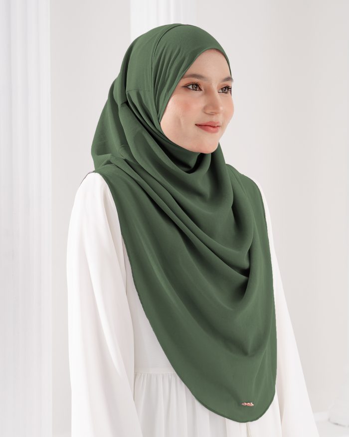 Tudung Sarung Instant Chiffon Lustia (XL) - Hunter Green - Image 3