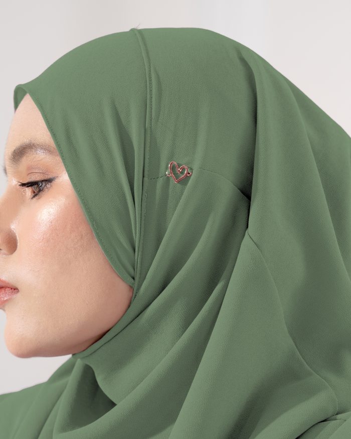 Tudung Sarung Instant Chiffon Lustia (XL) - Hunter Green - Image 4