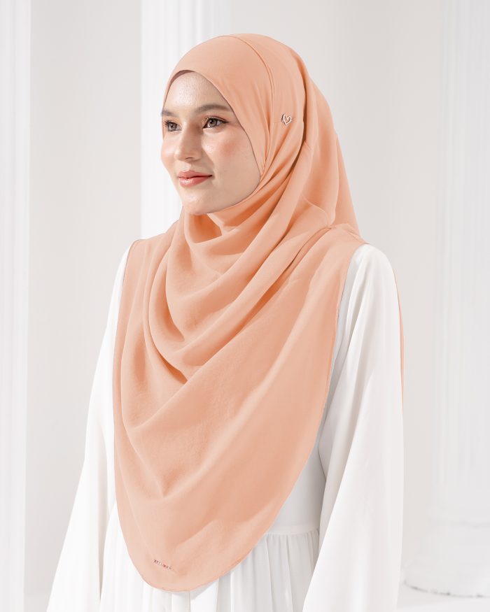 Tudung Sarung Instant Chiffon Lustia (XL) - Light Apricot