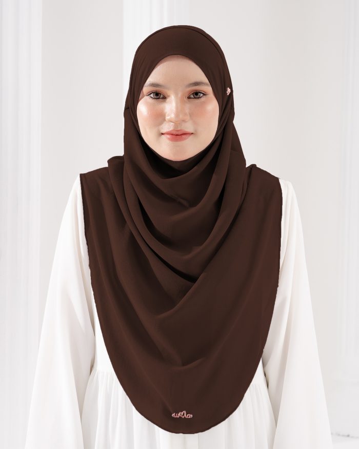Tudung Sarung Instant Chiffon Lustia (XL) - Mahogany Brown - Image 2