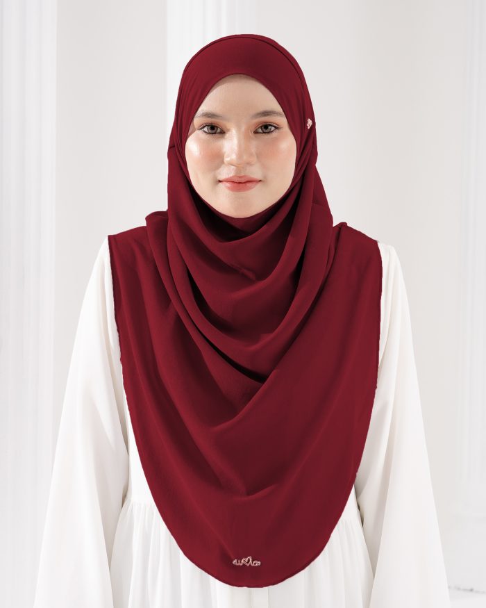 Tudung Sarung Instant Chiffon Lustia (XL) - Maroon - Image 2