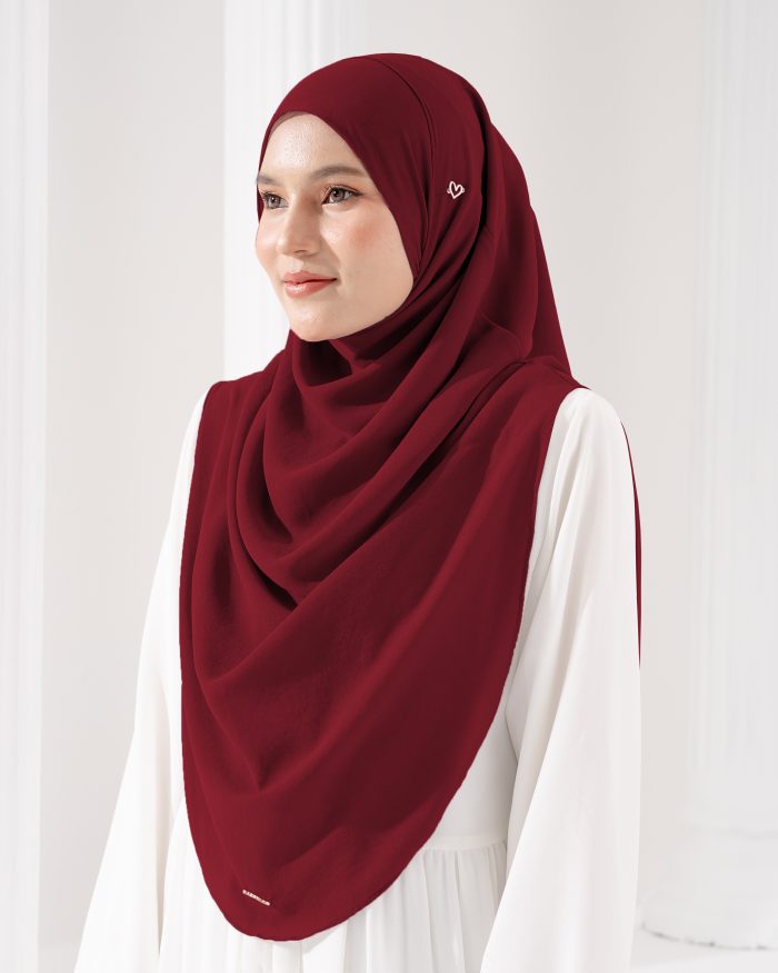 Tudung Sarung Instant Chiffon Lustia (XL) - Maroon