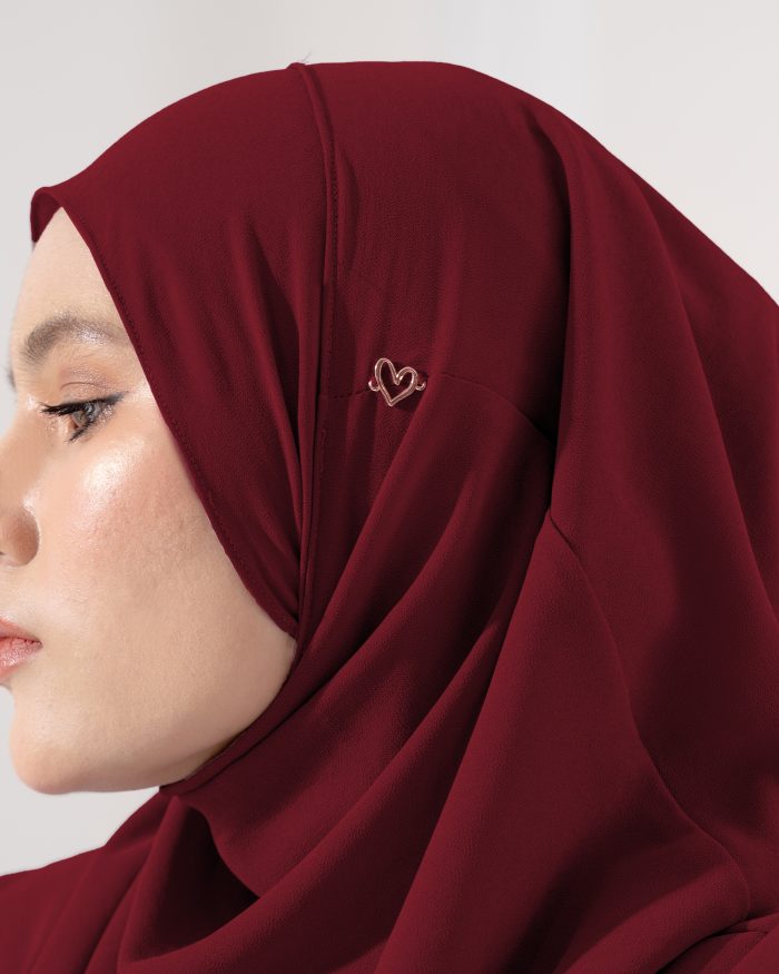 Tudung Sarung Instant Chiffon Lustia (XL) - Maroon - Image 4