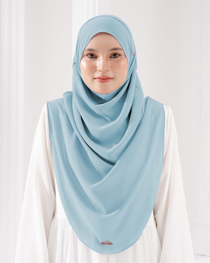 Tudung Sarung Instant Chiffon Lustia (XL) - Middle Blue - Image 2