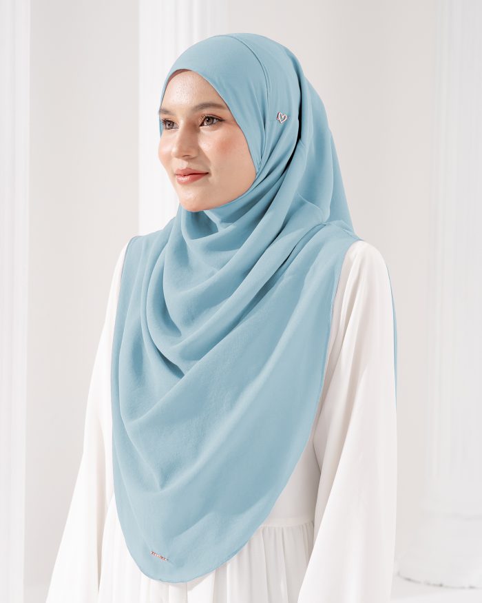 Tudung Sarung Instant Chiffon Lustia (XL) - Middle Blue