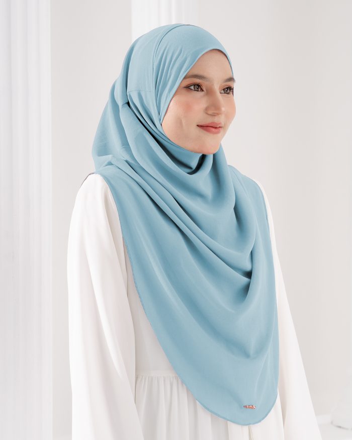 Tudung Sarung Instant Chiffon Lustia (XL) - Middle Blue - Image 3