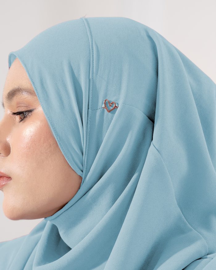 Tudung Sarung Instant Chiffon Lustia (XL) - Middle Blue - Image 4