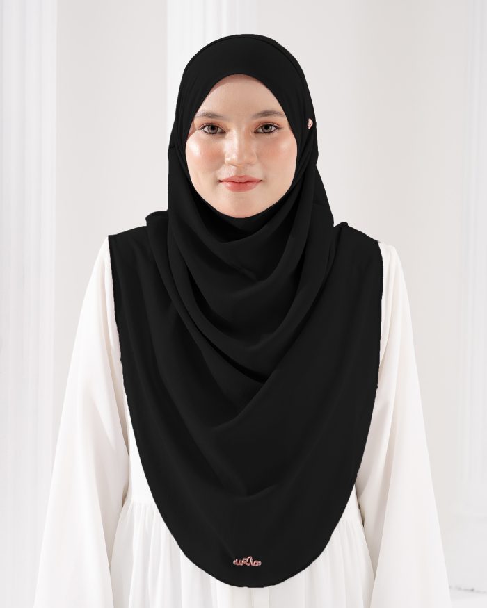 Tudung Sarung Instant Chiffon Lustia (XL) - Misty Black - Image 2