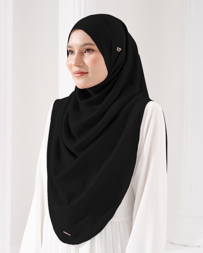 Tudung Sarung Instant Chiffon Lustia (XL) - Misty Black