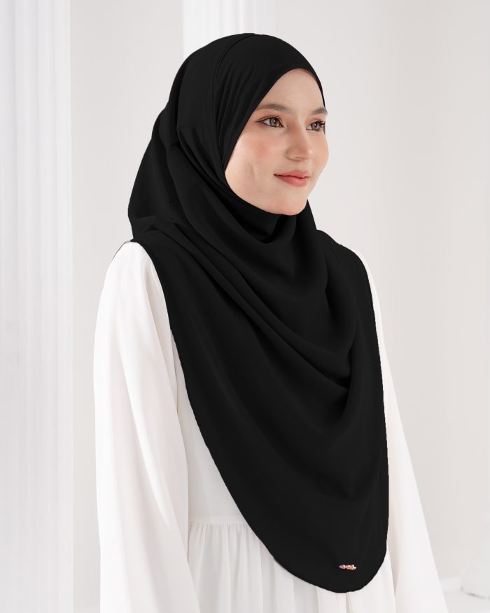 Tudung Sarung Instant Chiffon Lustia (XL) - Misty Black - Image 3