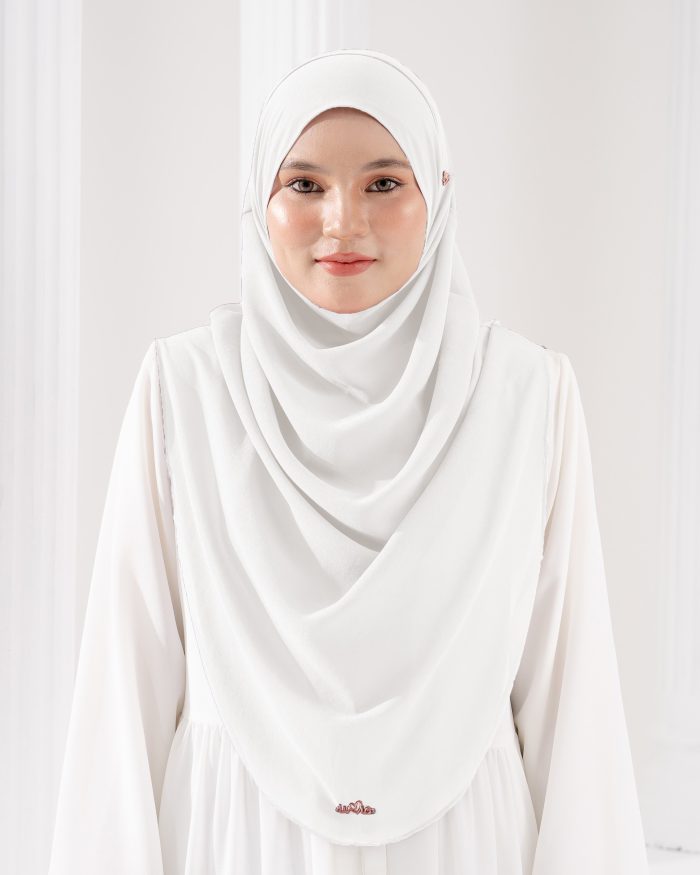 Tudung Sarung Instant Chiffon Lustia (XL) - Off White - Image 2