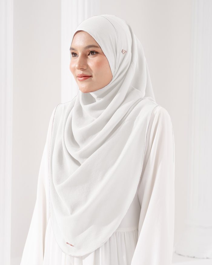 Tudung Sarung Instant Chiffon Lustia (XL) - Off White