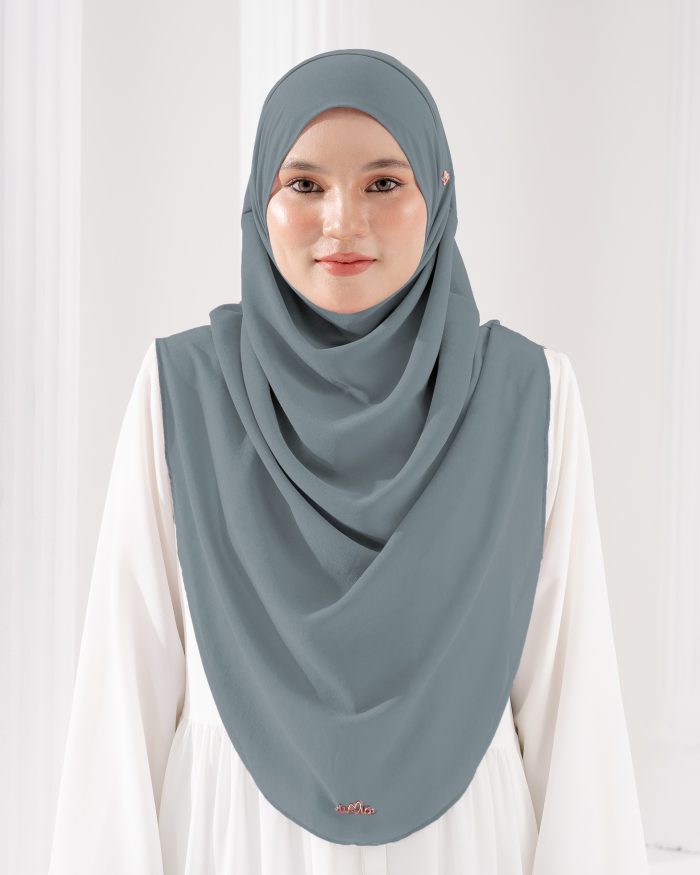 Tudung Sarung Instant Chiffon Lustia (XL) - Oxford Grey - Image 2