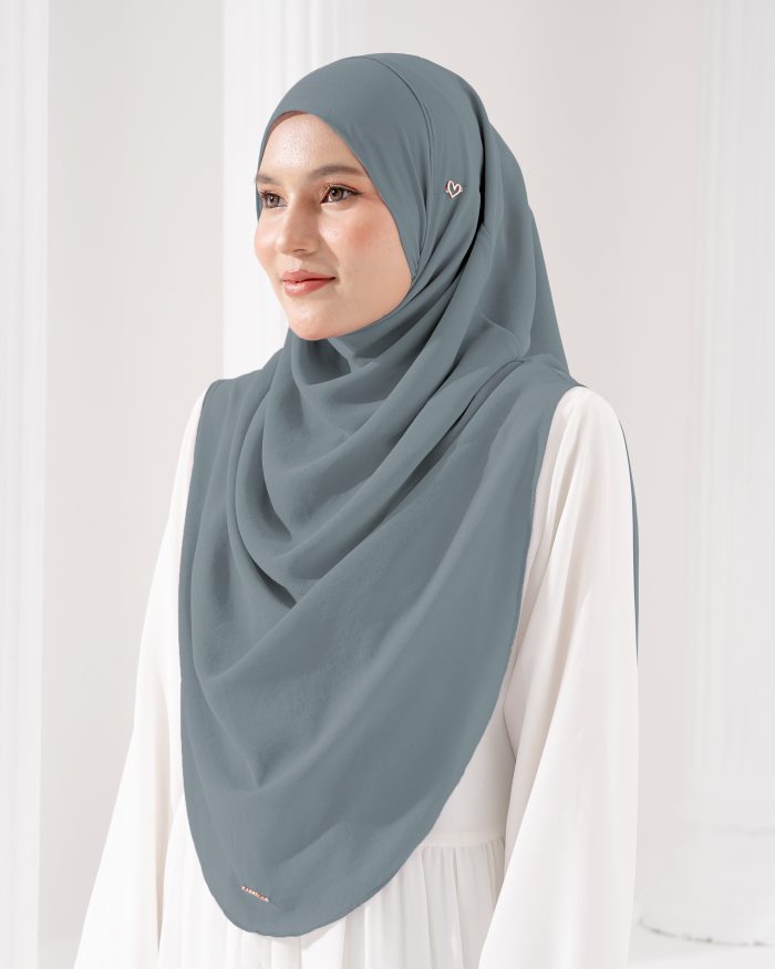 Tudung Sarung Instant Chiffon Lustia (XL) - Oxford Grey