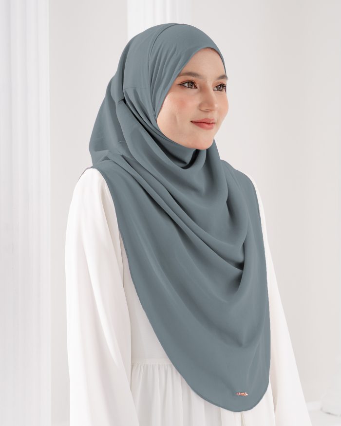 Tudung Sarung Instant Chiffon Lustia (XL) - Oxford Grey - Image 3