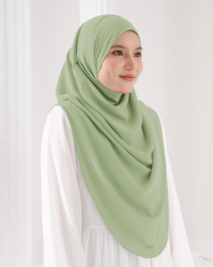 Tudung Sarung Instant Chiffon Lustia (XL) - Pistachio Green - Image 3