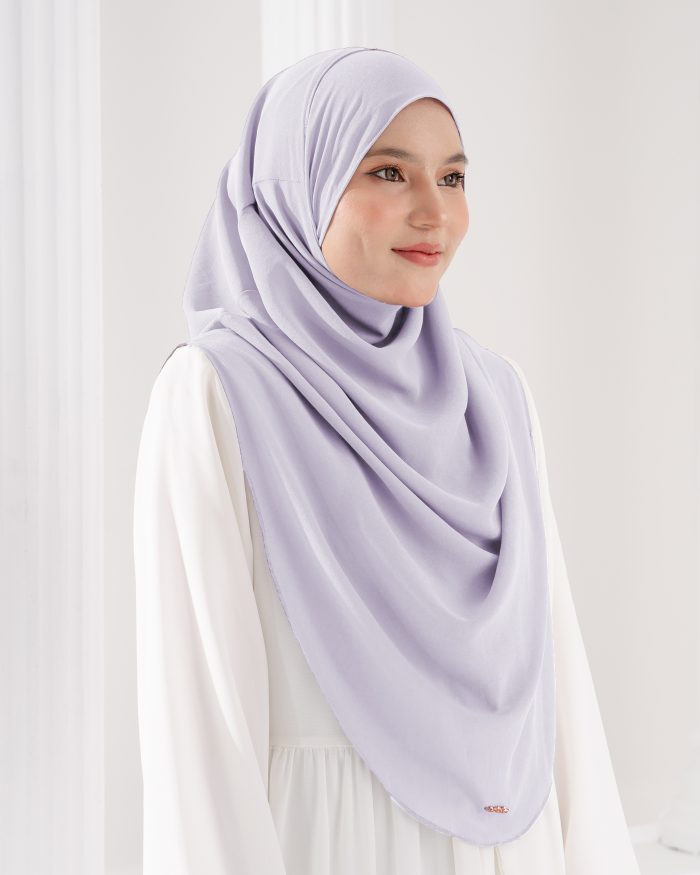 Tudung Sarung Instant Chiffon Lustia (XL) - Soft Lavender - Image 3
