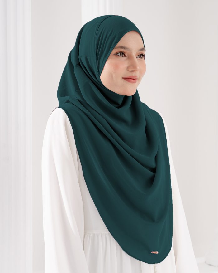Tudung Sarung Instant Chiffon Lustia (XL) - Teal Green - Image 3