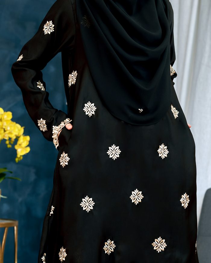 Baju Kurung Sulam Songket Tun Lestari - Anggerik Black - Image 5