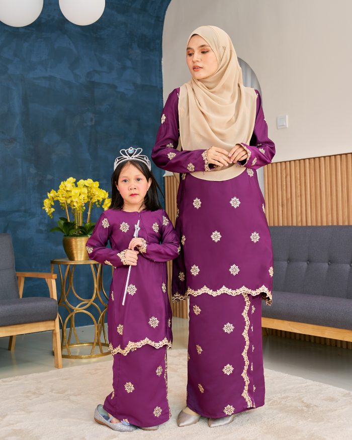 Baju Kurung Sulam Songket Tun Lestari - Anggerik Purple - Image 7