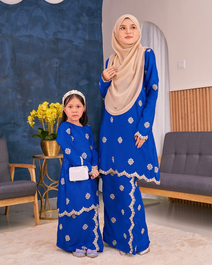 Baju Kurung Sulam Songket Tun Lestari - Anggerik Blue - Image 7