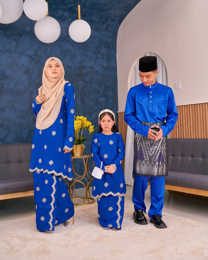 Baju Kurung Sulam Songket Tun Lestari - Anggerik Blue - Image 8