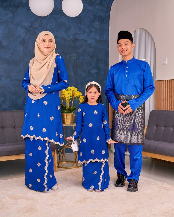 Baju Kurung Sulam Songket Tun Lestari Kids - Anggerik Blue - Image 6